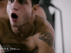 Army jock helps bunkmate accept himself & gives his first gay experience